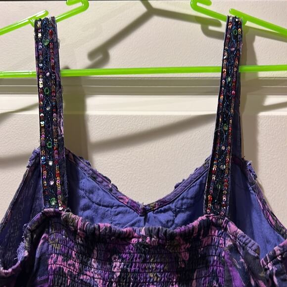 Free People Purple Floral Beaded Sequin Size 8 - Picture 8 of 8